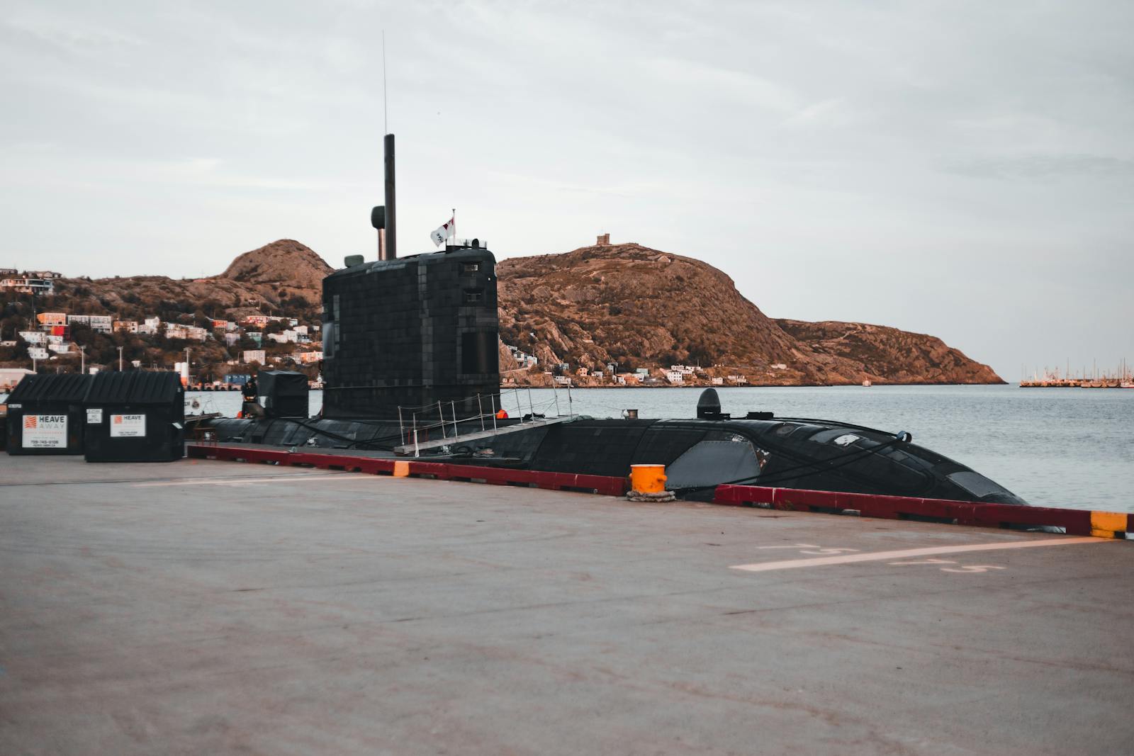 Black Submarine in Dock