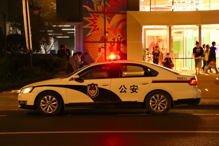 a police car parked on the side of the road