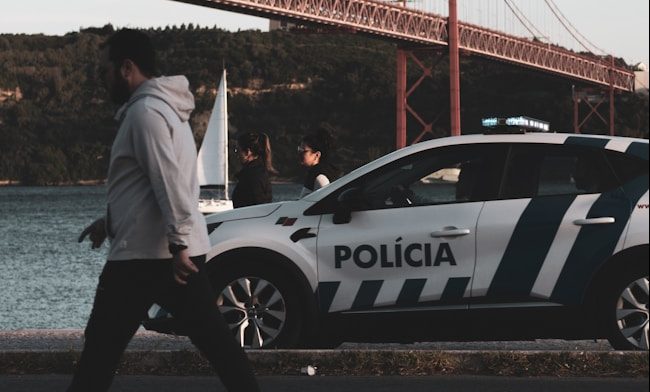 a police car parked on the side of the road