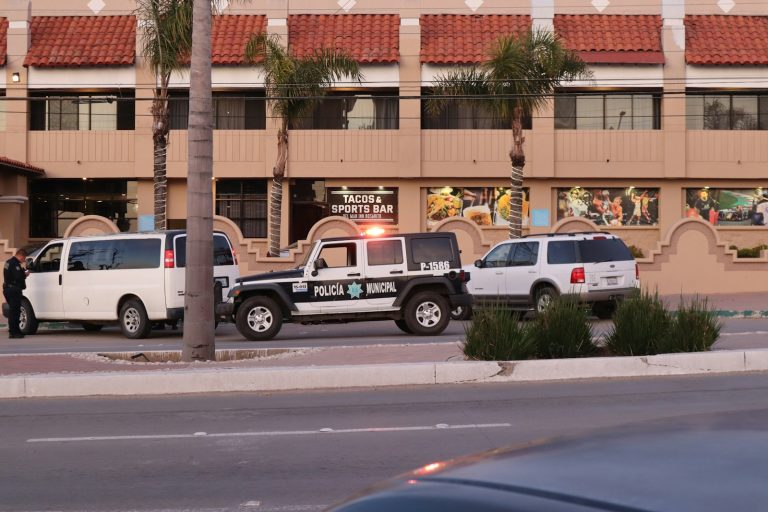 two police cars parked on the side of the road