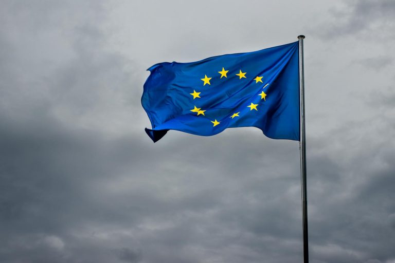 En EU flagg som er blå og gul