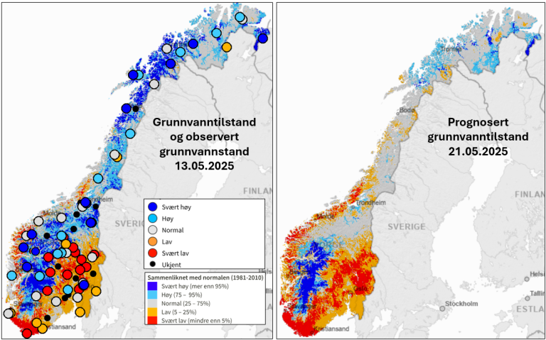 Kart over områdene hvor det er tørt