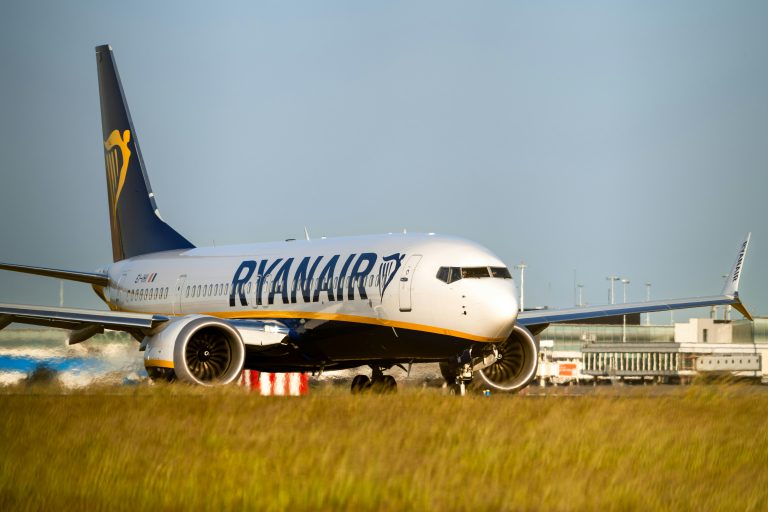 Et fly som er på vei til å ta av