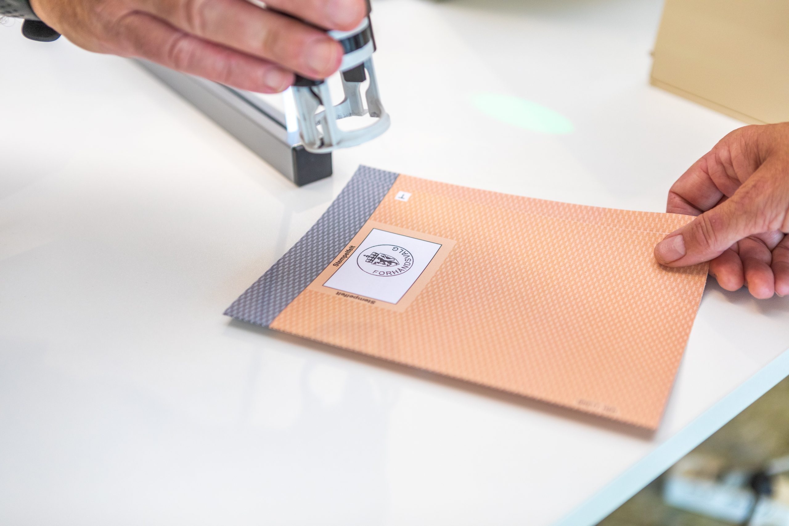 Et stempel når du har valgt.